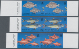 Tristan Da Cunha: 2002, Fishery Industry Complete Set Of Three With Diff. Fishes In Horizontal IMPER - Tristan Da Cunha