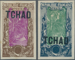 Tschad: 1922, "TCHAD" Overprints, Design "Coconut Palms", Two Imperforate Proofs In Colours "brown/l - Chad (1960-...)