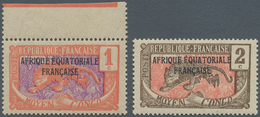 Tschad: 1924, Definitives, 1 C. And 2 C., Without Overprint "TCHAD", Mint Never Hinged, (Yv. No. 19 - Tchad (1960-...)