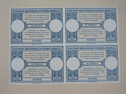 Tunesien: 1947, INTERNATIONAL REPLY COUPON »Tunisie – 15 Francs« (London Design) In A Bloc Of Four, - Tunesië (1956-...)