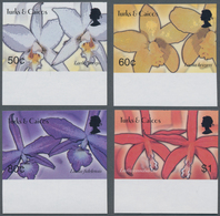 Turks- Und Caicos-Inseln: 2003, Orchids Complete IMPERFORATE Set Of Four From Lower Margins, Mint Ne - Turks & Caicos