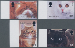 Turks- Und Caicos-Inseln: 2003, Cats Complete IMPERFORATE Set Of Four From Left Margins, Mint Never - Turks & Caicos