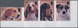 Turks- Und Caicos-Inseln: 2003, Dogs Complete IMPERFORATE Set Of Four From Lower Right Corners, Mint - Turks & Caicos (I. Turques Et Caïques)