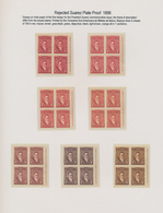 Uruguay: 1896, Joaquín Suárez, Rejected Design, Group Of Seven Plate Proof Blocks Of Four With Diffe - Uruguay