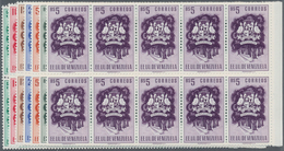 Venezuela: 1953, Coat Of Arms 'PORTUGUESA‘ Normal Stamps Complete Set Of Seven In Blocks Of Ten From - Venezuela
