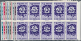 Venezuela: 1953, Coat Of Arms 'PORTUGUESA‘ Airmail Stamps Complete Set Of Nine In Blocks Of Ten From - Venezuela