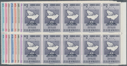 Venezuela: 1953, Coat Of Arms 'DELTA AMACURO‘ Airmail Stamps Complete Set Of Nine In Blocks Of Ten F - Venezuela