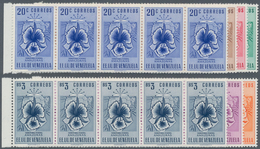 Venezuela: 1953, Coat Of Arms 'AMAZONAS‘ Normal Stamps Complete Set Of Seven In Horizontal Strips/5 - Venezuela