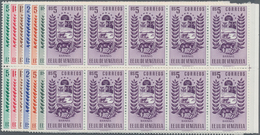 Venezuela: 1953, Coat Of Arms 'BARINAS‘ Normal Stamps Complete Set Of Seven In Blocks Of Ten From Ri - Venezuela