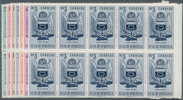 Venezuela: 1953, Coat Of Arms 'NUEVA ESPARTA‘ Normal Stamps Complete Set Of Seven In Blocks Of Ten F - Venezuela