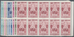 Venezuela: 1953, Coat Of Arms 'YARACUY‘ Airmail Stamps Complete Set Of Seven In Blocks Of Ten From R - Venezuela
