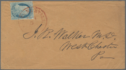 Vereinigte Staaten Von Amerika: 1c Type IV Imperforate (Scott 9), Vertical Strip Of Three, Clipped C - Sonstige & Ohne Zuordnung