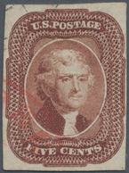 Vereinigte Staaten Von Amerika: 5c Jefferson 1863 (Scott 12), Full Margins On Three Sides, Close At - Andere & Zonder Classificatie