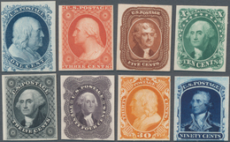 Vereinigte Staaten Von Amerika: Reprints Of 1857 Issues, Plate Proofs On Card (Scott 40P4-47P4), Ful - Andere & Zonder Classificatie