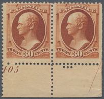 Vereinigte Staaten Von Amerika: 30c Hamilton 1888 Issue (Scott 217), Never Hinged Pair With Plate No - Altri & Non Classificati