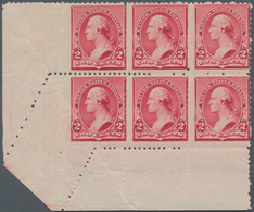 Vereinigte Staaten Von Amerika: 2c Carmine 1890 Issue (Scott 220), Bottom Left Corner Block Of Six W - Sonstige & Ohne Zuordnung