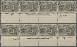 Vereinigte Staaten Von Amerika: Columbian Issue Plate No. And Imprint Strips Of Four, 2c (7), 3c, 4c - Andere & Zonder Classificatie