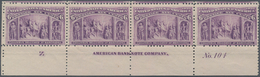 Vereinigte Staaten Von Amerika: 6c Columbus Issue (Scott No. 235), Bottom Double Plate No. 104, Impr - Sonstige & Ohne Zuordnung