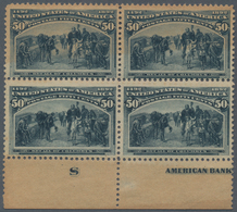 Vereinigte Staaten Von Amerika: 50c Columbus Issue (Scott No. 240), Block Of Four With Partial Impri - Other & Unclassified