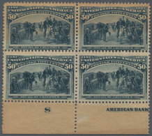 Vereinigte Staaten Von Amerika: 50c Columbus Issue (Scott No. 240), Block Of Four With Partial Impri - Andere & Zonder Classificatie