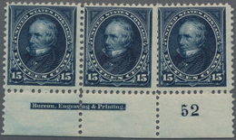 Vereinigte Staaten Von Amerika: 15c 1894 Unwatermarked (Scott 259), Never Hinged Bottom Plate No. 52 - Other & Unclassified