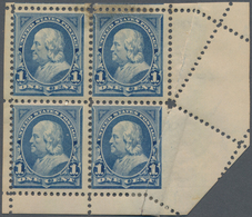 Vereinigte Staaten Von Amerika: 1c Watermarked 1895 (Scott 264), Bottom Right Selvage Block Of Four - Other & Unclassified