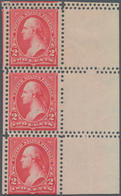 Vereinigte Staaten Von Amerika: 2c Type III Watermarked 1895 (Scott 267), Vertical Strip Of Three Wi - Other & Unclassified