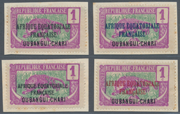 Zentralafrikanische Republik: 1924, AEF Overprints On Oubangui-Chari, 1c. Violet/green "Panther", Fo - República Centroafricana