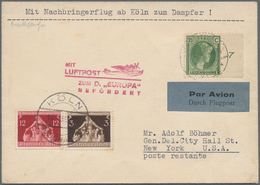 Flugpost Deutschland: 1936, "Mit Lufpost Zum D. EUROPA Befördert" Roter L4 Und Hds. "Mit Nachbringer - Poste Aérienne & Zeppelin