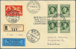Flugpost Europa: 1930, 11.8., Flugpost -R - Bf. Mit 10 C Im Viererblock Ab Triesenbach(Liechtenstein - Sonstige - Europa