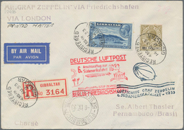 Flugpost Europa: 1933, 6. Südamerikafahrt, R-Brief Ab Gibraltar 14.8. Mit U.a. 1 Sh., Via Berlin Mit - Europe (Other)