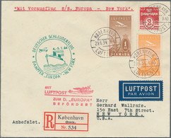 Katapult- / Schleuderflugpost: 1934, Danish Contract Stata Mail Registered From Kopenhagen Via "Köln - Airmail & Zeppelin