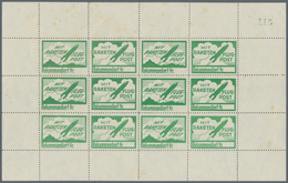 Raketenpost: 1932 Austria - F. Schmiedl: Complete Sheet Of 12 Of The Green Vignette "Mit Raketen Flu - Sonstige & Ohne Zuordnung