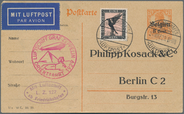 Zeppelinpost Deutschland: 1929, Orientfahrt, Als Formular Verwendete Ganzsachenkarte Dt.Bes. Belgien - Poste Aérienne & Zeppelin