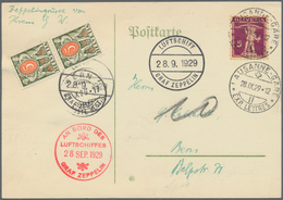 Zeppelinpost Deutschland: 1929. Postcard Flown On The Graf Zeppelin LZ127 Airship's 1929 Schweizfahr - Poste Aérienne & Zeppelin