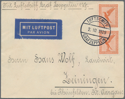 Zeppelinpost Deutschland: 1929. 4. Schweizfahrt 1929, Bordpost 2.10., Nicht Abgeworfene Post Mit Abg - Airmail & Zeppelin