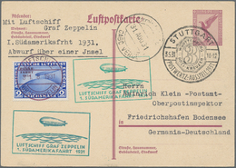 Zeppelinpost Deutschland: 1931, 1.Südamerikafahrt, Als Formular Verwendete Ganzsachenkarte 15 Pfg. F - Correo Aéreo & Zeppelin