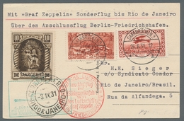 Zeppelinpost Deutschland: 1931 - Zuleitung Saar 1. SAF, Portorichtig Frankierte Karte Des Anschlussf - Airmail & Zeppelin