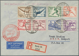 Zeppelinpost Deutschland: 1936, 1.Nordamerikafahrt / LZ 129, Kompletter Olympia-Satz (MiNr.609-616), - Correo Aéreo & Zeppelin