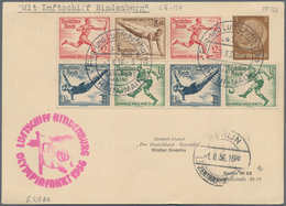 Zeppelinpost Deutschland: 1936. Upfranked Ganzsachen / Postal Stationery Flown On The Hindenburg Zep - Correo Aéreo & Zeppelin