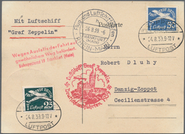 Zeppelinpost Deutschland: 1939. Original Danzig Postcard Franked With Airmails And Scientist Series, - Correo Aéreo & Zeppelin