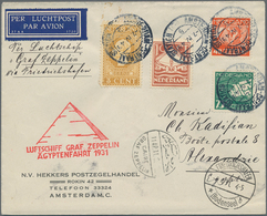 Zeppelinpost Europa: 1931, Trip To Egypt, Dutch Mail, Cover Bearing Attractive Franking From "AMSTER - Otros - Europa