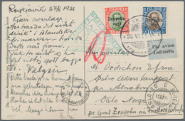 Zeppelinpost Europa: 1931, ISLANDFAHRT/ISLAND: Ppc Sent Registered From REYKJAVIK Franked With 30 Au - Altri - Europa