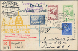 Zeppelinpost Europa: 1932, UNGARN/ENGLANDFAHRT, Reco-Karte Als Herrliche Color-Litho-AK Winterthur M - Europe (Other)