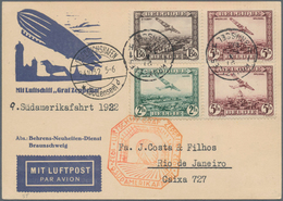 Zeppelinpost Europa: 1932, Belgien, 9. Südamerikafahrt, Private Sonderkarte Mit Flugmarken Nach Rio. - Europe (Other)