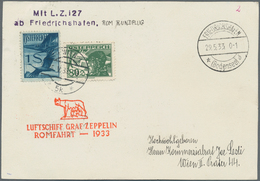 Zeppelinpost Europa: 1933, Italienfahrt, Österreichische Post Mit Rom-Rundflug, Karte Mit Flugpost-F - Europe (Other)