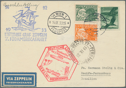 Zeppelinpost Europa: 1933 Austrian-franked Card Flown Aboard The Graf Zeppelin LZ127 Airship's 7th F - Europe (Other)