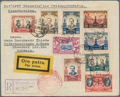 Zeppelinpost Europa: 1934, Lithuania, 9 Stamps On Registered Cover From Stoniskiai, 6.VII.34, Prepar - Andere-Europa