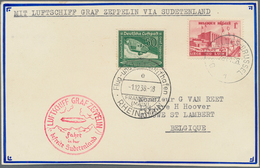 Zeppelinpost Europa: 1938, Sudetenland Trip, Belgian Mail, Card From "BRUXELLES 28.11.38" Bearing 1f - Europe (Other)