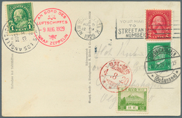 Zeppelinpost Übersee: 1929, World Trip, Round Trip Card (Zeppelin Ppc) With 3country Franking USA/Ge - Zeppelin